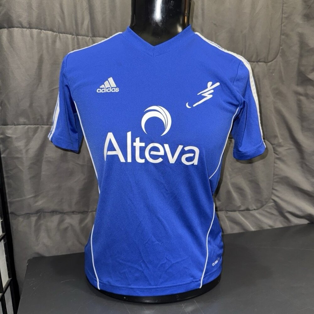 adidas Alteva Soccer Jersey Unisex MEDIUM Climacool Blue White Short Sleeves